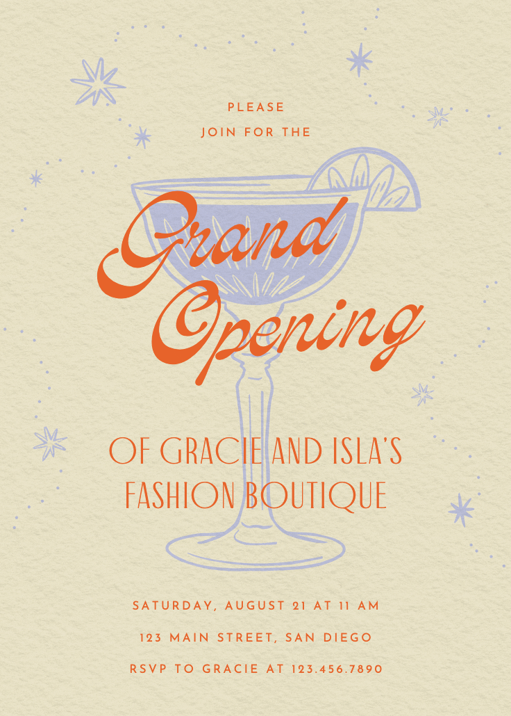 Retro drinks - grand opening invitation